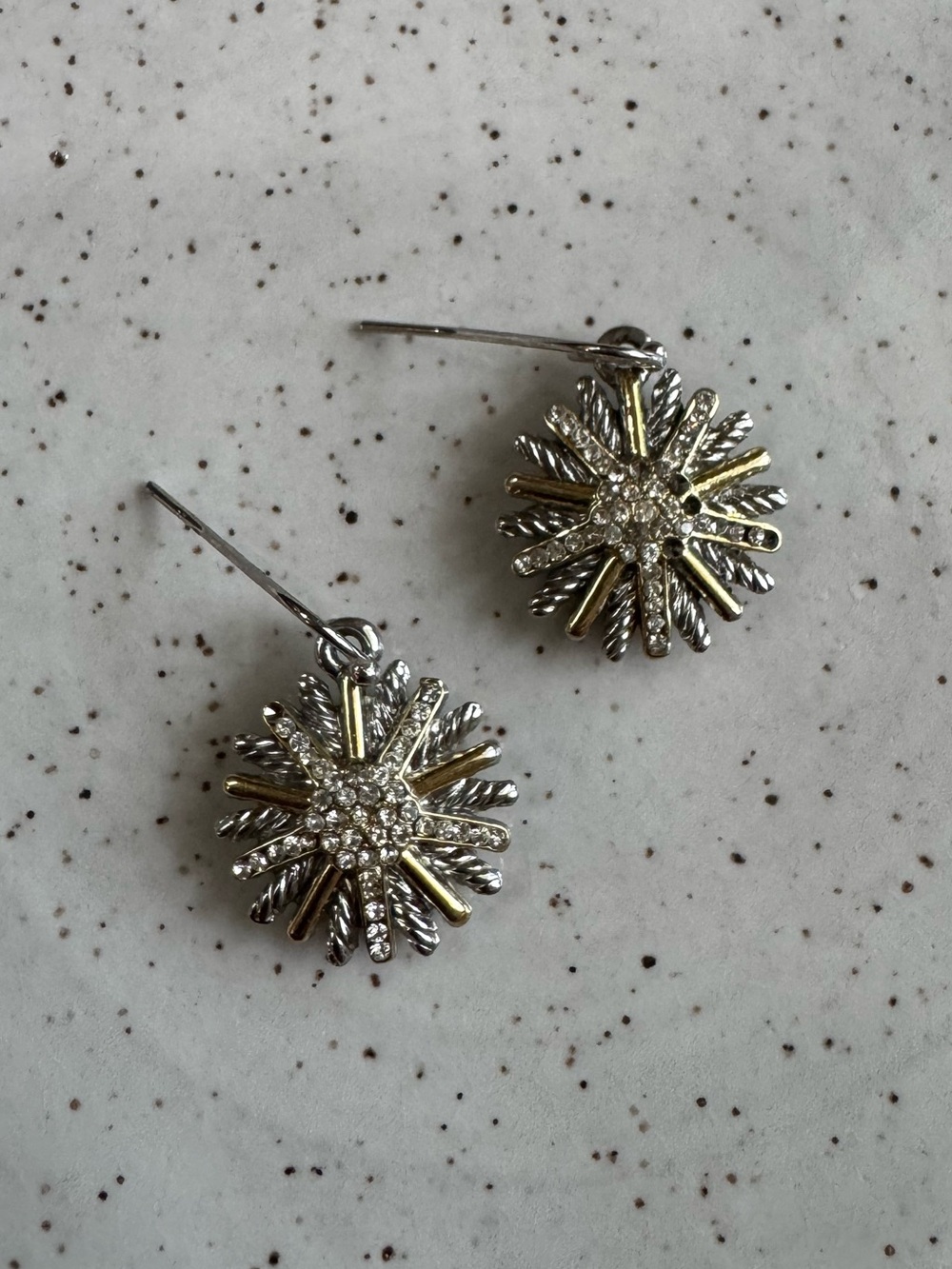 Silver Sunburst Crystal Drop Earrings - Women Jewelry